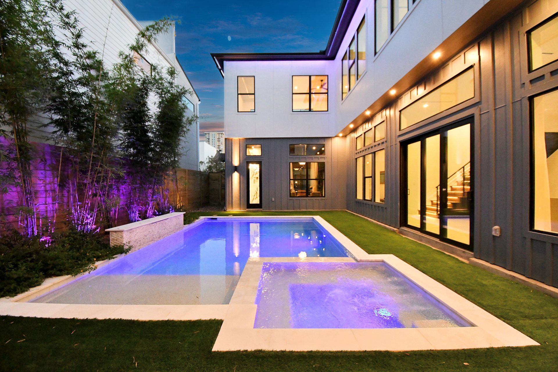 Pool and bamboo planting