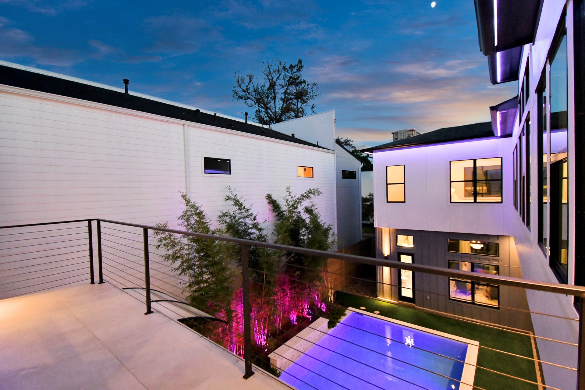 Architectural detail at twilight