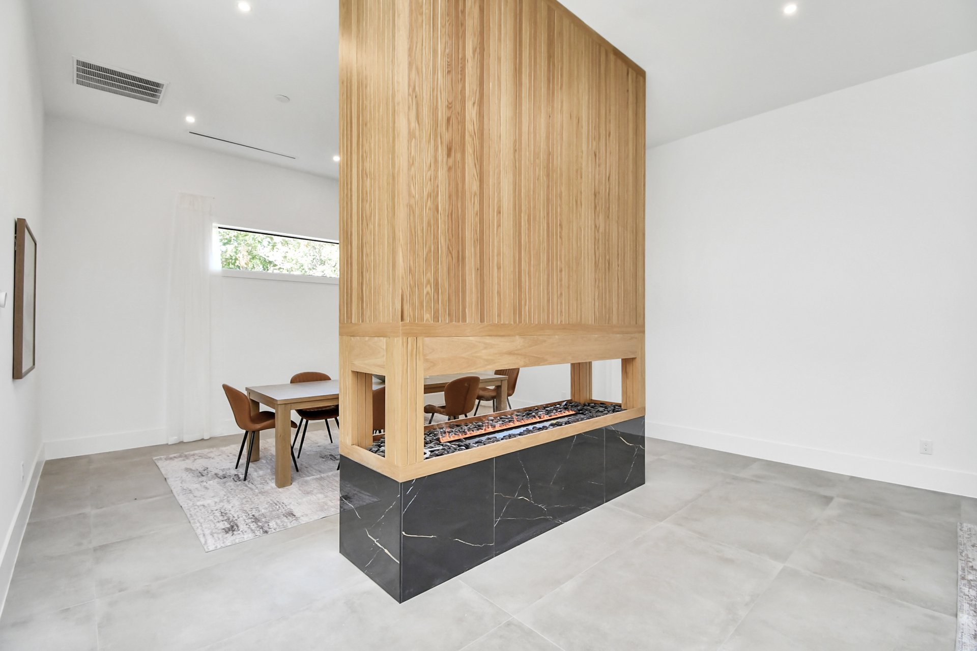 Office with built-in shelving