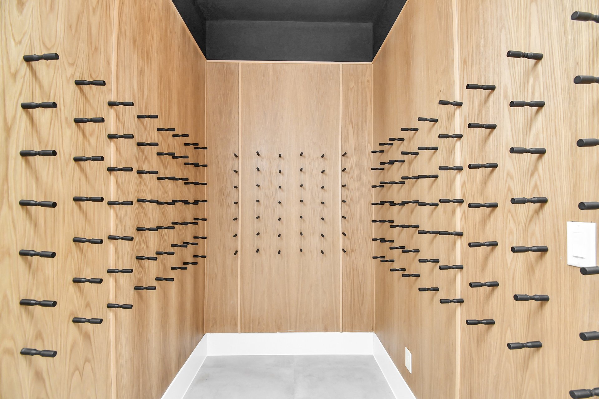 Wine cellar with custom oak racking